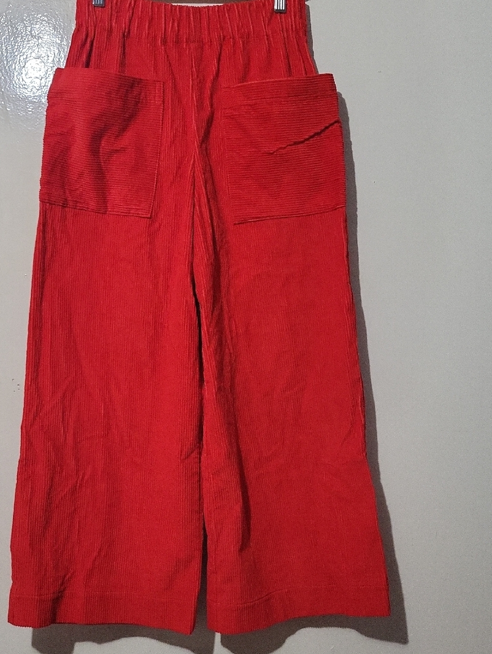 Herself Clothing Bright Red Corduroy Cotton Pants With Pockets Size Small